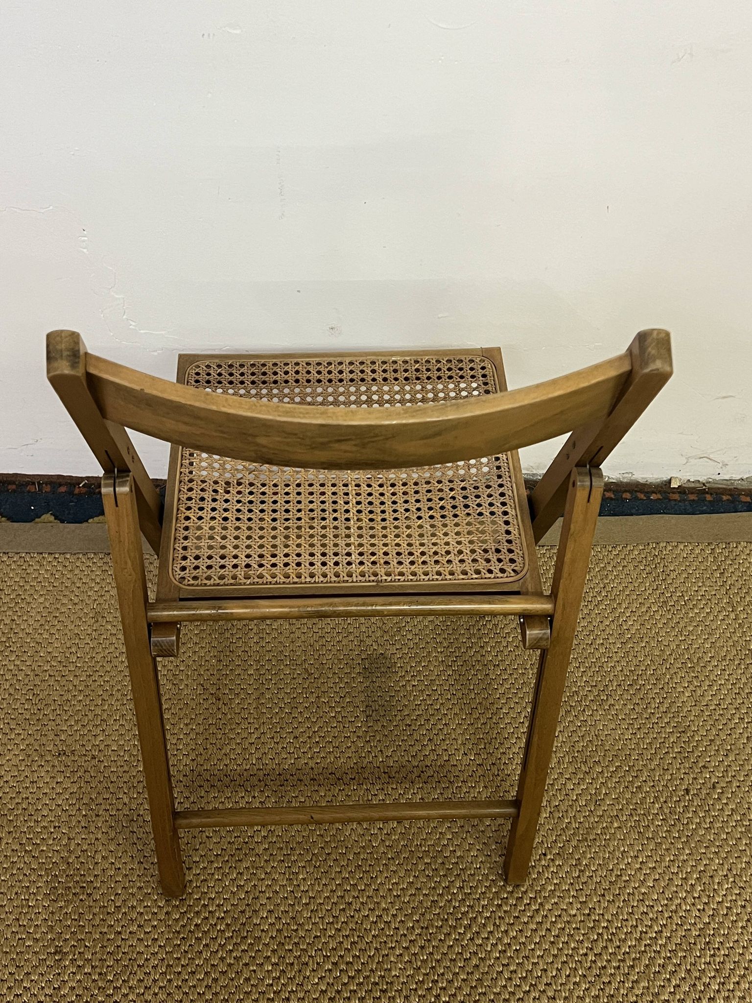 Vintage wooden and cane folding chair