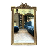 Antique mirror with pediment and beading 167/100.5cm fireplace overmantel