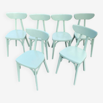 Set of 6 green banana chairs