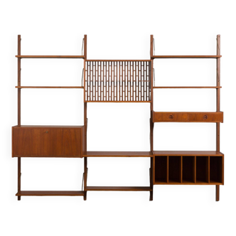 Mid-century Danish wall unit with vinyl records compartment, 1960s