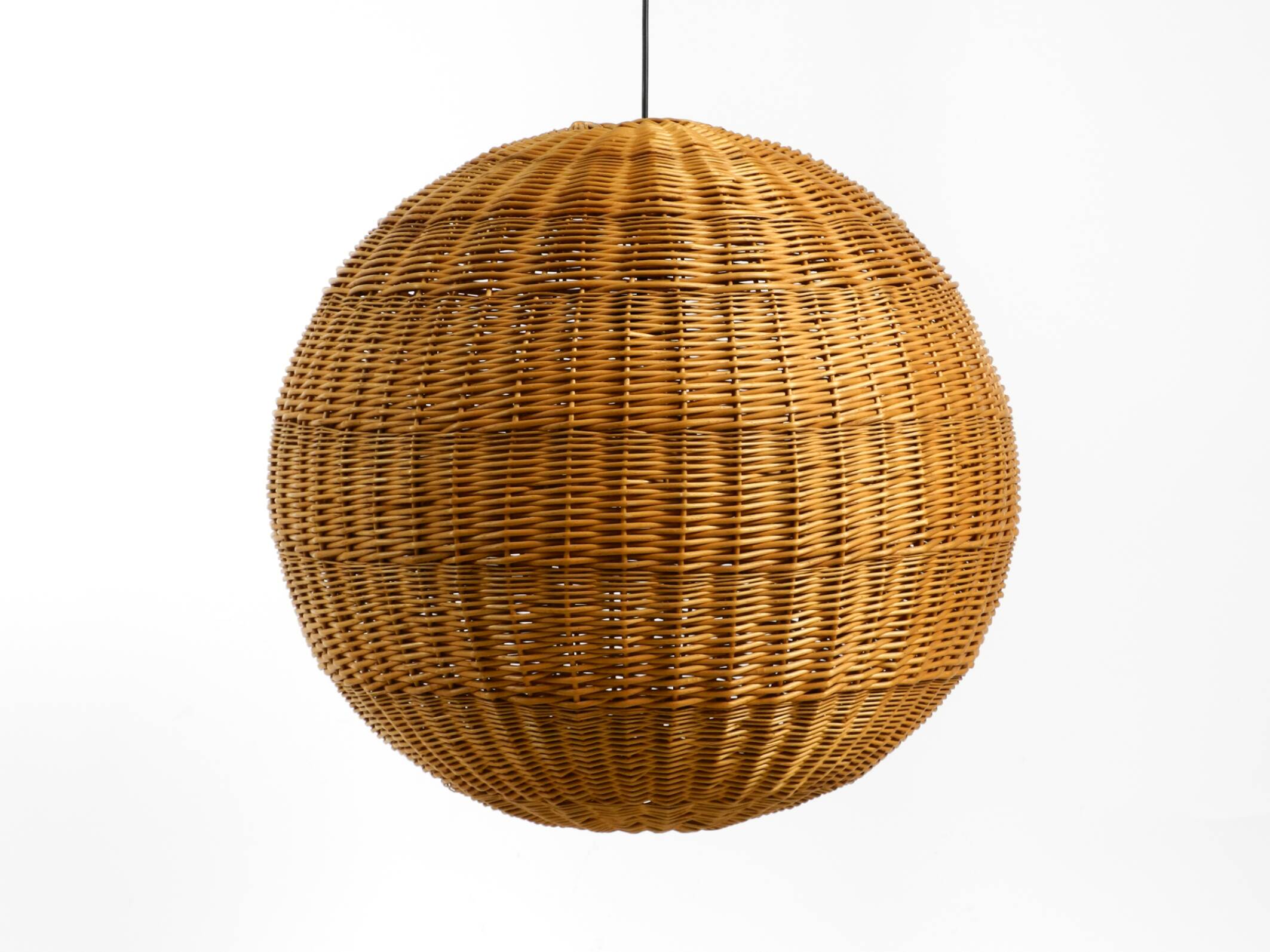 Very rare original XXL rattan ball pendant lamp | Mid Century Modern | Ø 66
