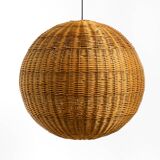 Very rare original XXL rattan ball pendant lamp | Mid Century Modern | Ø 66