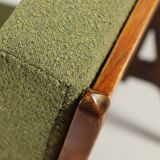 Fauteuil vintage avec coussins et boucles vertes en bois, 1980