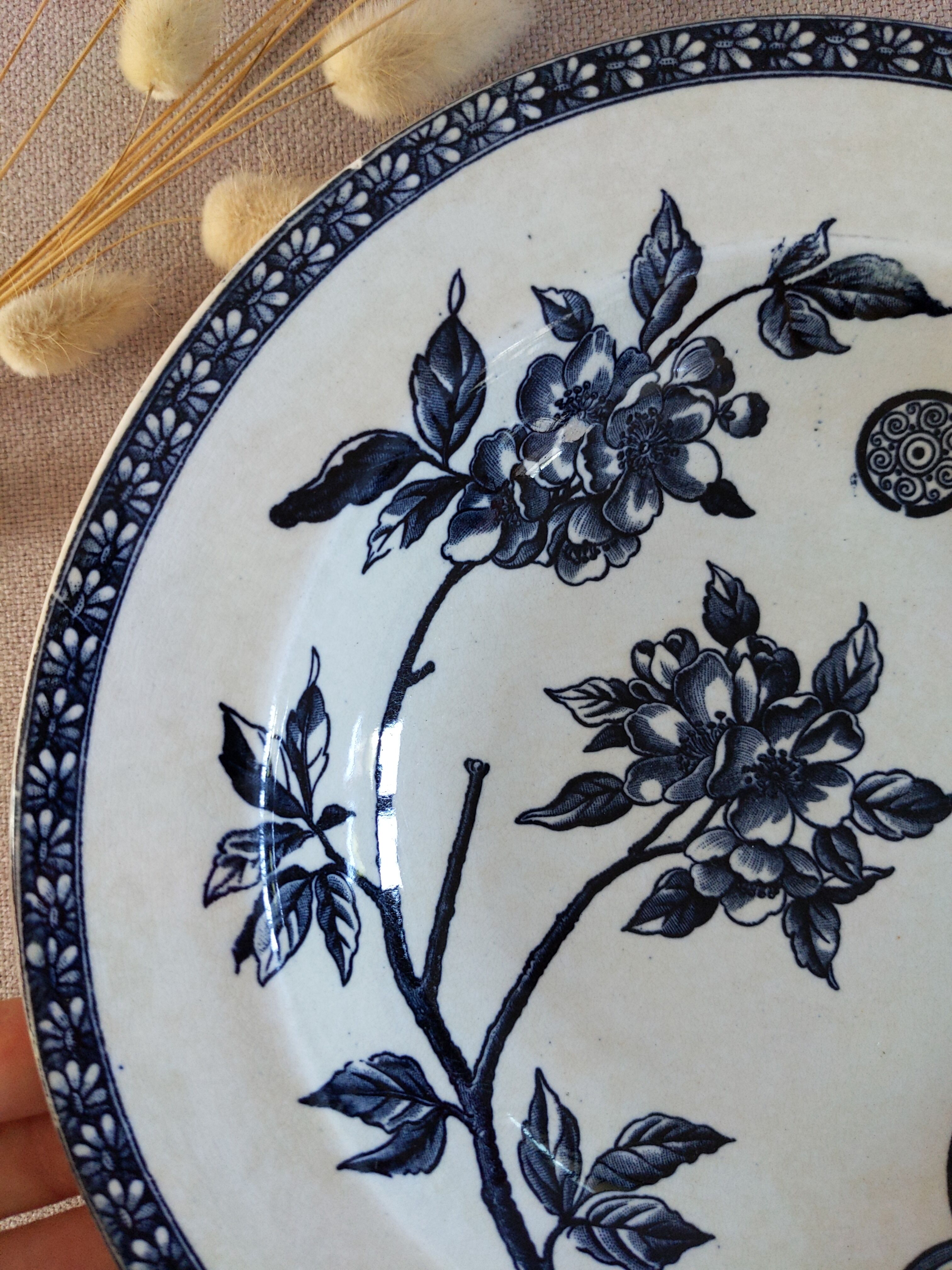 Vintage antique plate porcelain iron earth Marguerite drouot