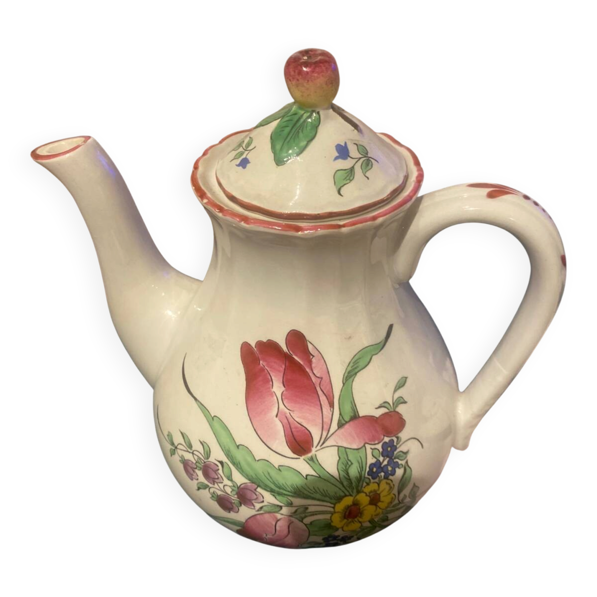K & G Lunéville Antique teapot in Strasbourg faience 19th century