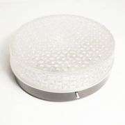 S+ Megal round ceiling light in black and opaque Swiss machined glass 90