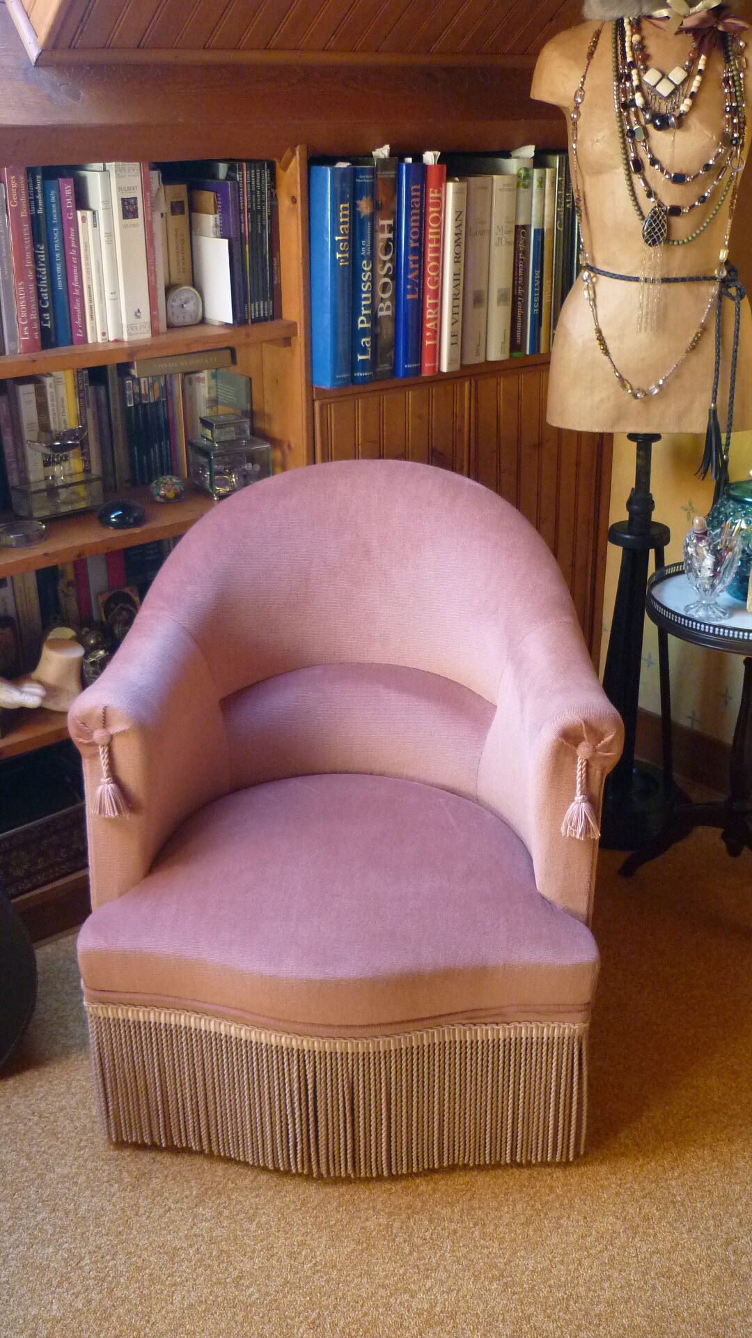 Armchair Toad velvet rose