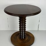 Brutalist Wood Turned Wine Press Side Table, Charles Dudouyt style, 1950s