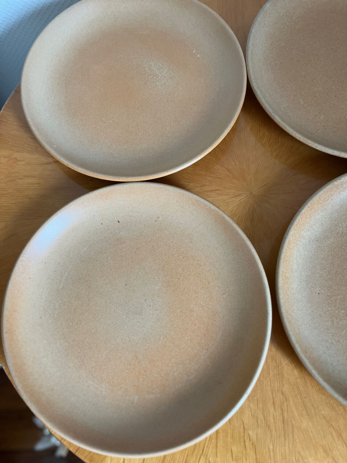 Set of 5 large vintage stoneware dinner plates