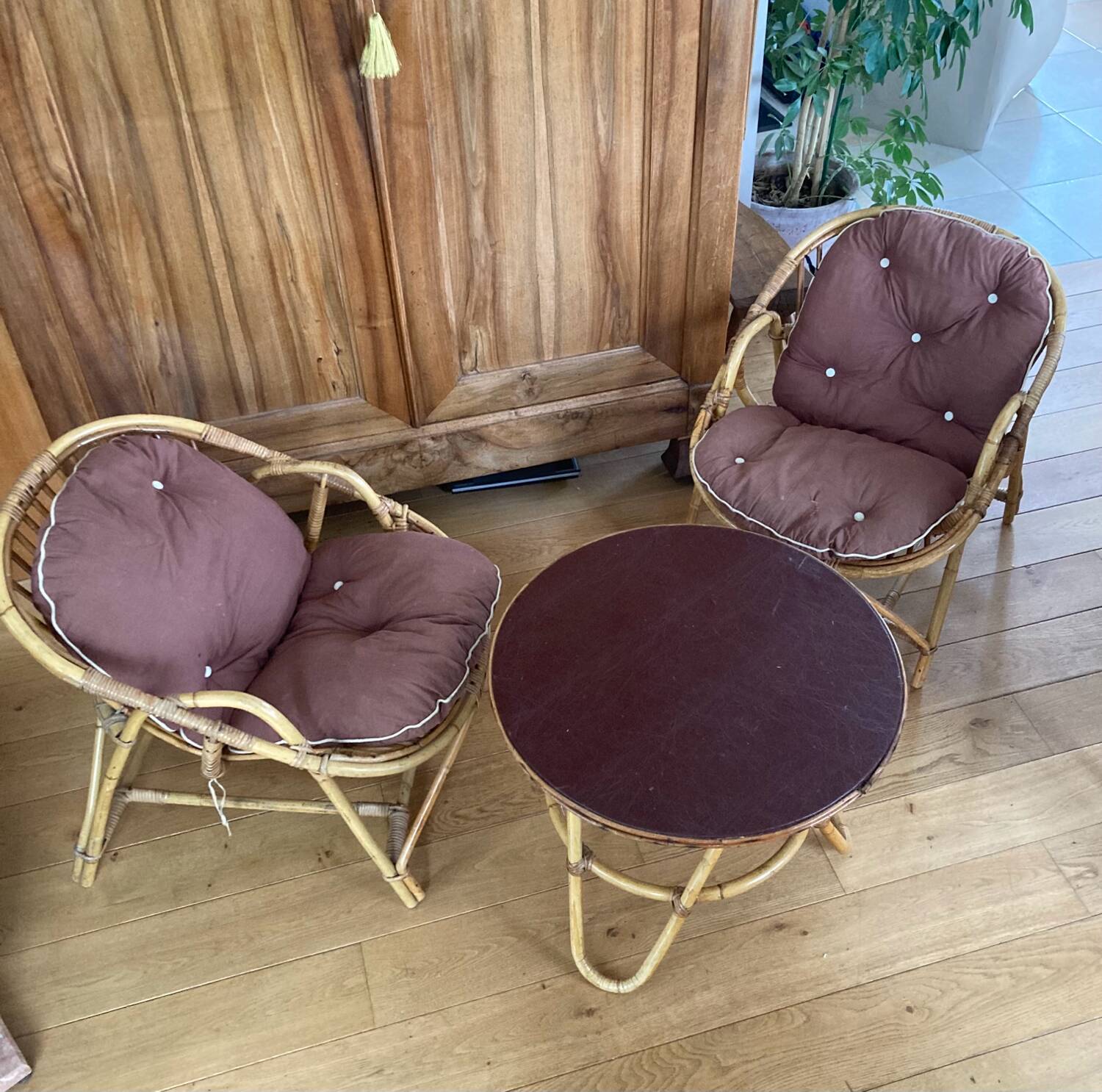 Mid-20th century rattan lounge for garden, terrace, veranda, etc.
