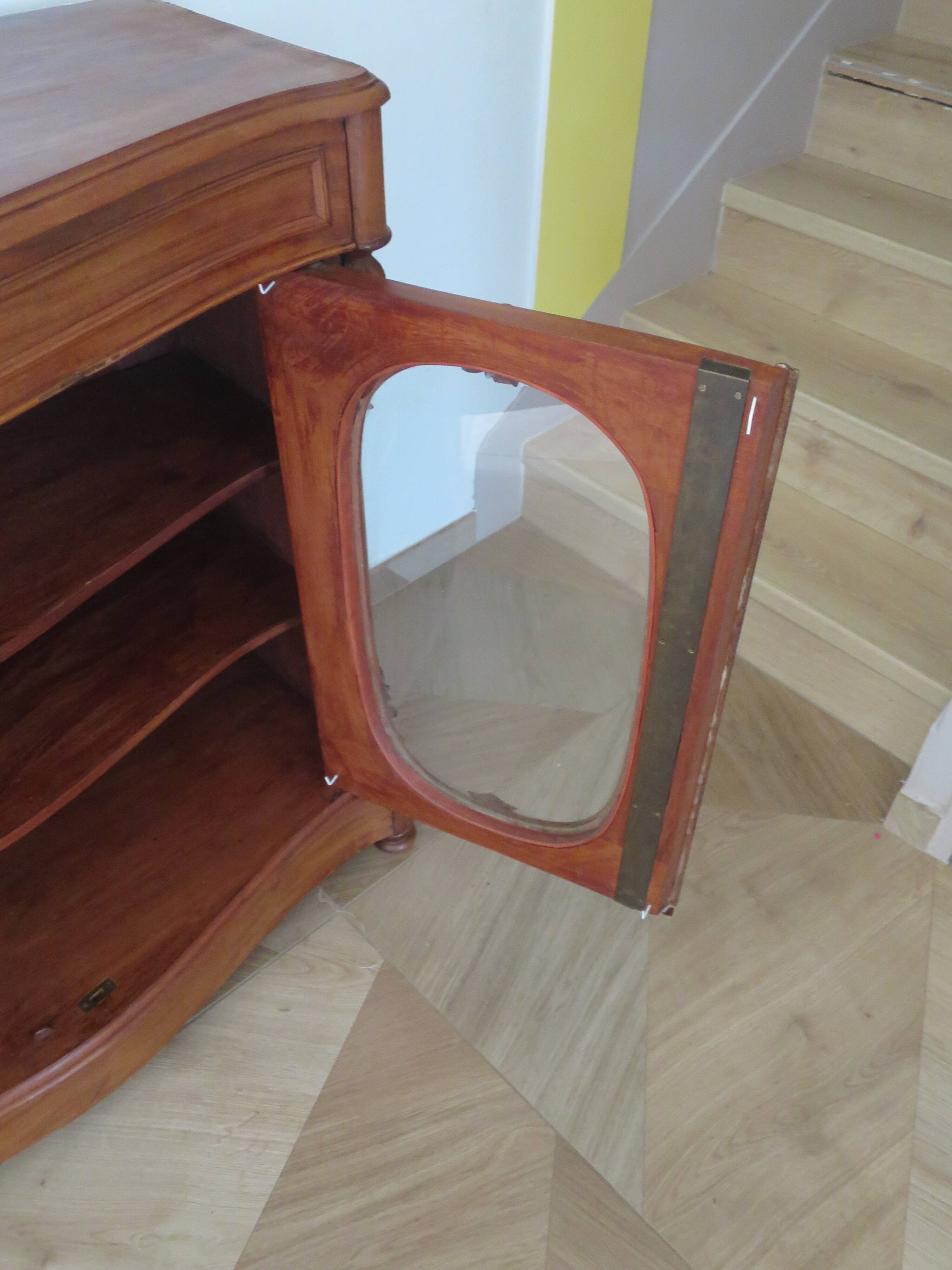 Curved showcase library carved wood 2 doors mahogany English style