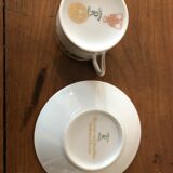 Service of 12 porcelain coffee cups, Raynaud, Limoges, 1950s.