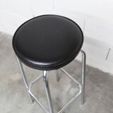 Tabouret 1960 chrome et skaï noir h82.5cm