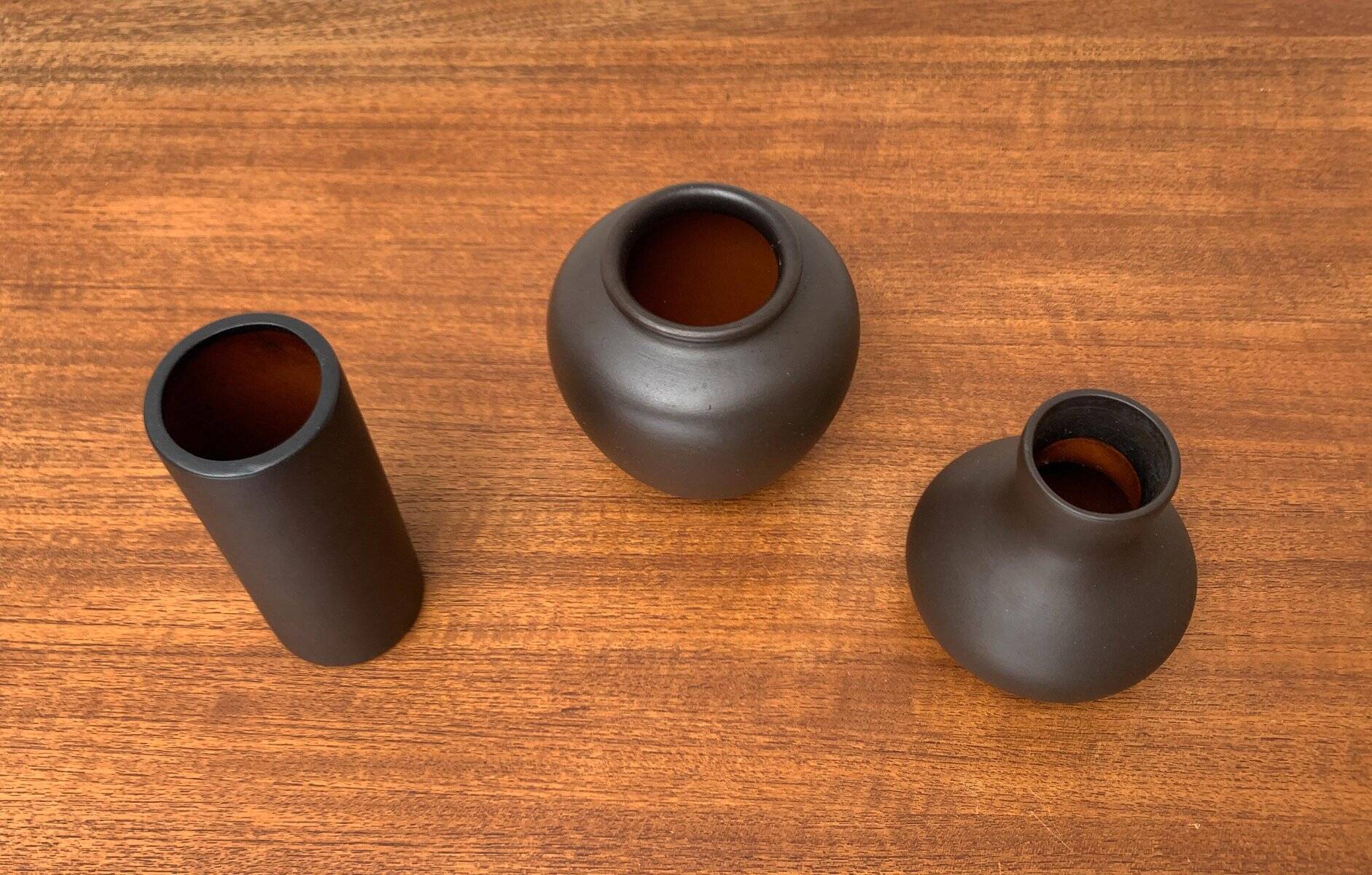Minimalist German ceramic vases from the mid-century, Wormser Terra-Sigillata, 1960s, set of 3.