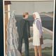 Large original Swedish oil on canvas - 'Fiskarpar' by Gunnar Fohlin - Signed - 1987 - vintage and framed