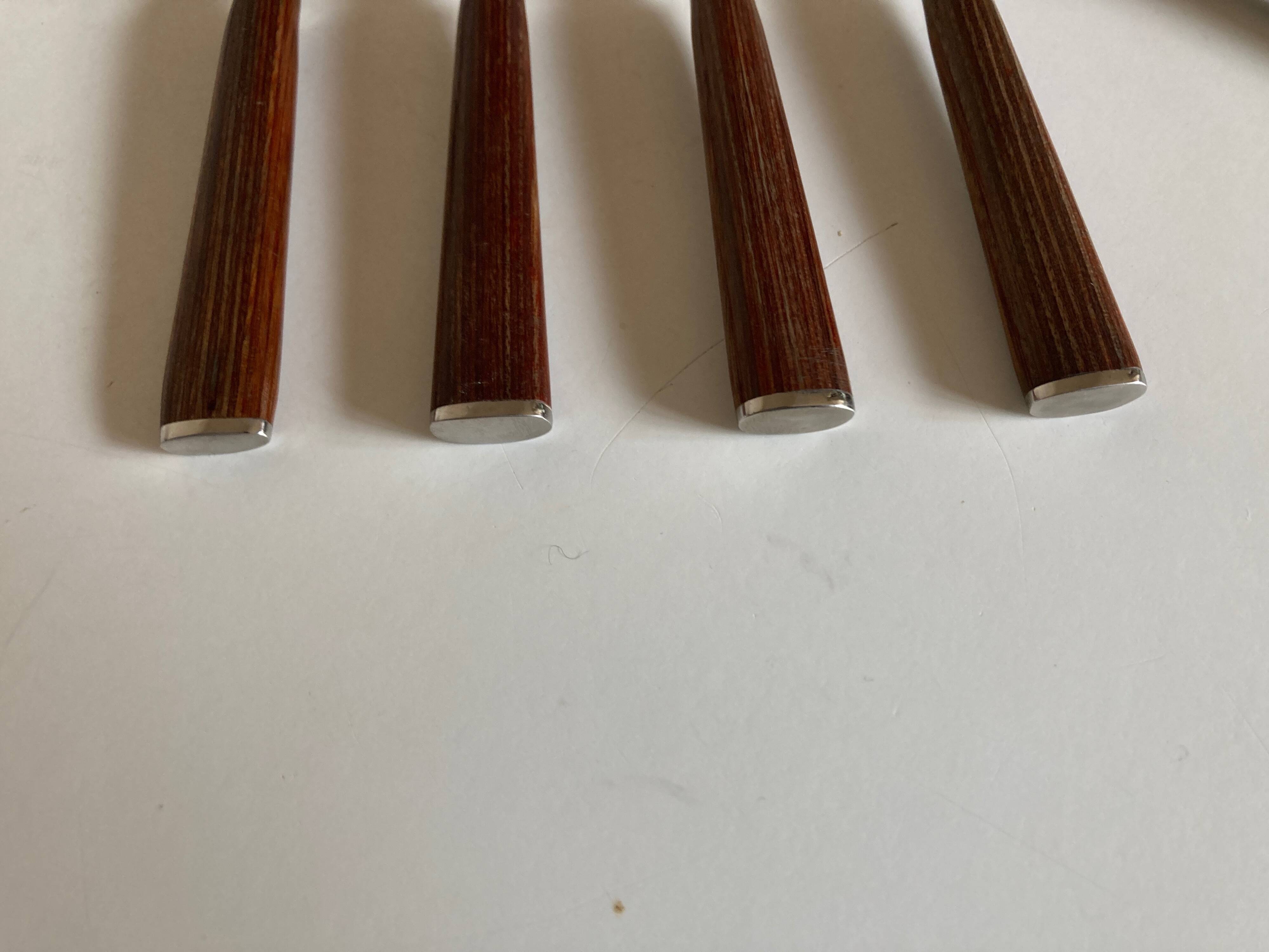 Set of 5 Dansk Design cake forks in teak 1980
