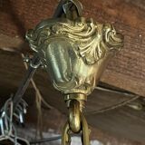 Lustre pampille ancien en bronze et en cristal