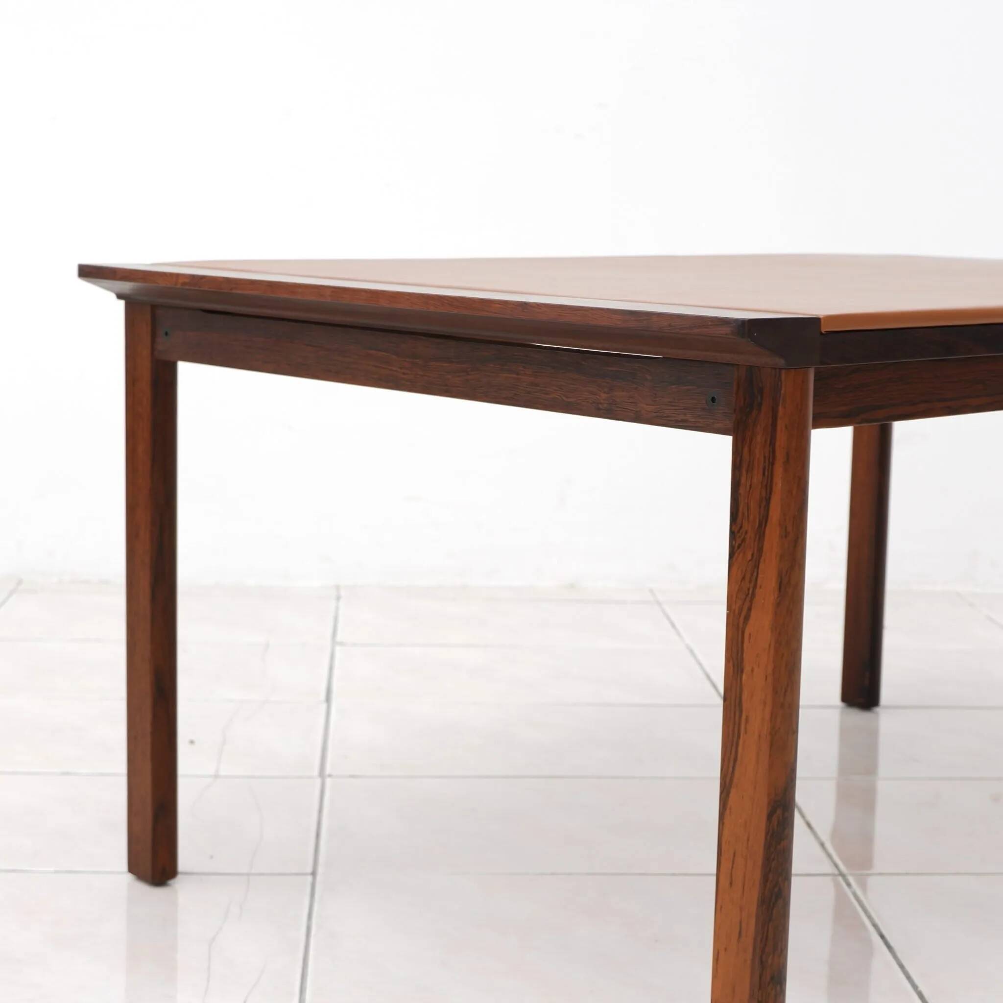 Rosewood and Leather Coffee Table by Hans Olsen