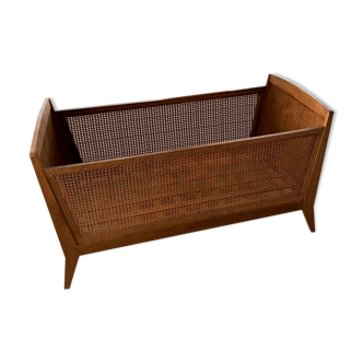 Baby cot in oak and caework