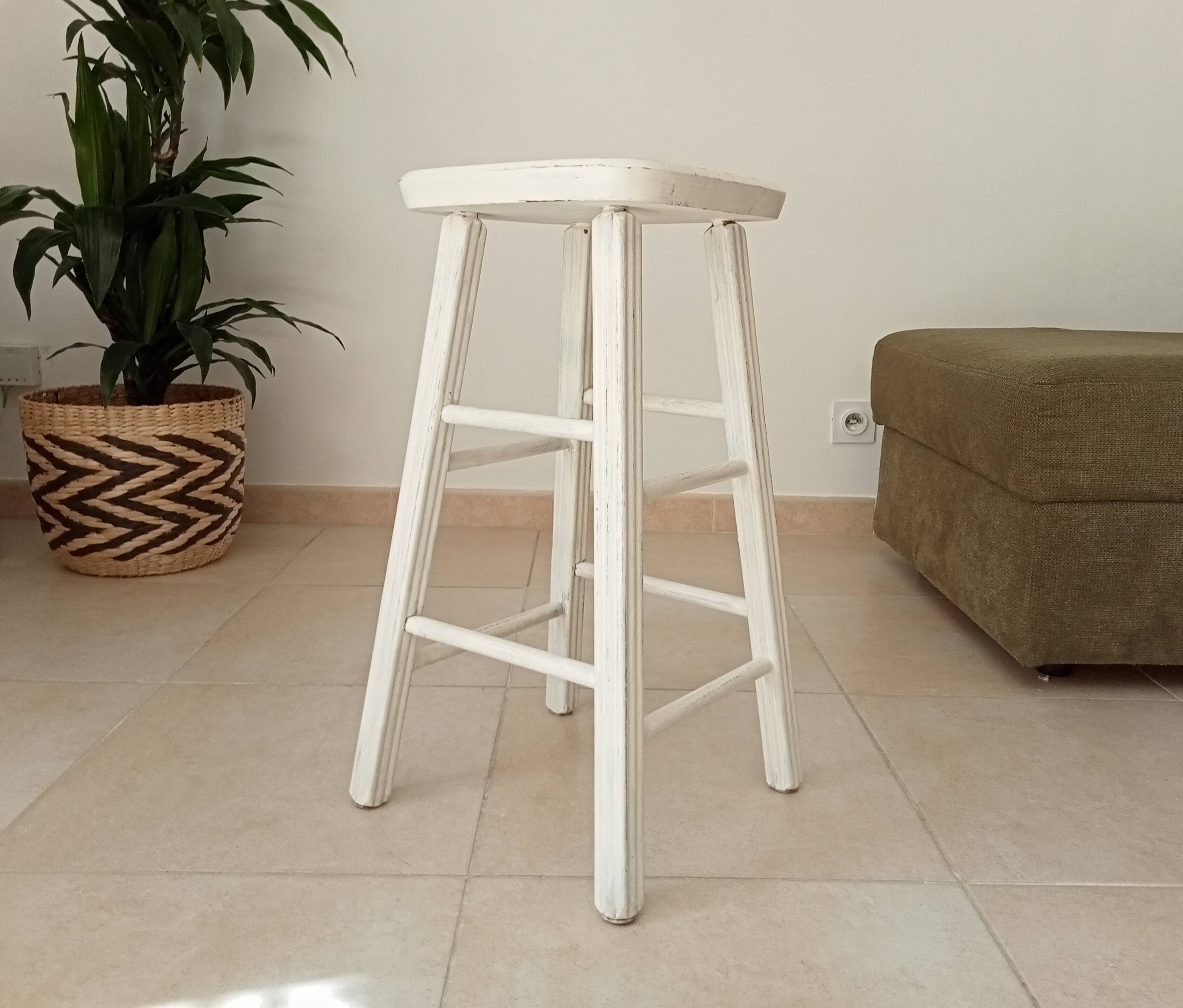 Vintage shabby wooden stool