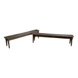 Pair of 1950 benches with oak and beech slats