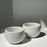 Trio of white ceramic cups D9cm
