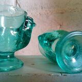 Six coquetiers cocottes en verre coloré