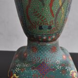 Pair of vases in cloisonné bird early twentieth