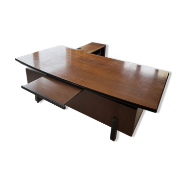Vintage ciolino corner executive desk in wood with return + chair