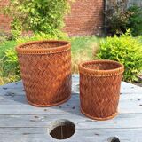 Pair of rattan planters