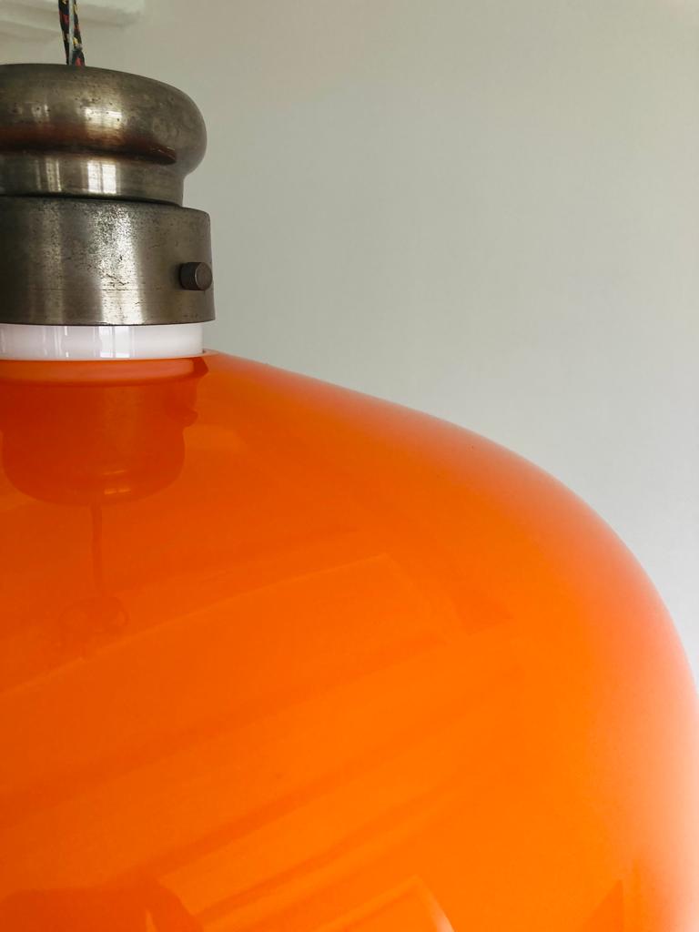 Murano Orange Pendant Light by Alessandro Pianon for Vistosi, Italy 1960s