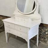 Antique 5-drawer dressing table with swivel mirror
