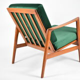 Scandinavian armchair "Stefan", restored, 60s, green bottle velvet