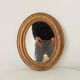 Louis Philippe 19th century oval gilded mirror in wood and stucco