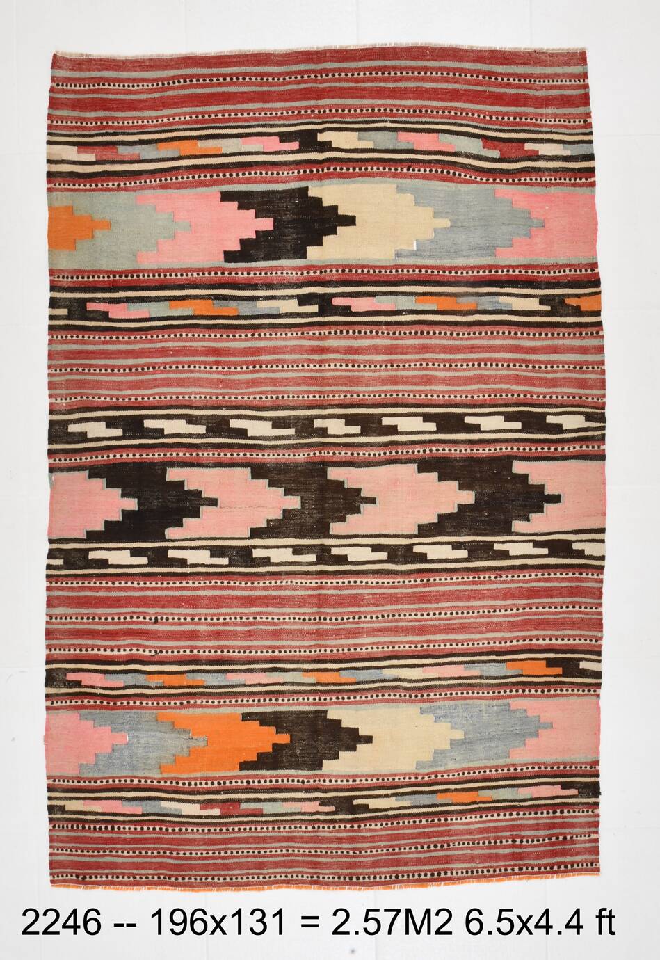 4x6 Red Pink Persian Kilim Rug, 131x196Cm