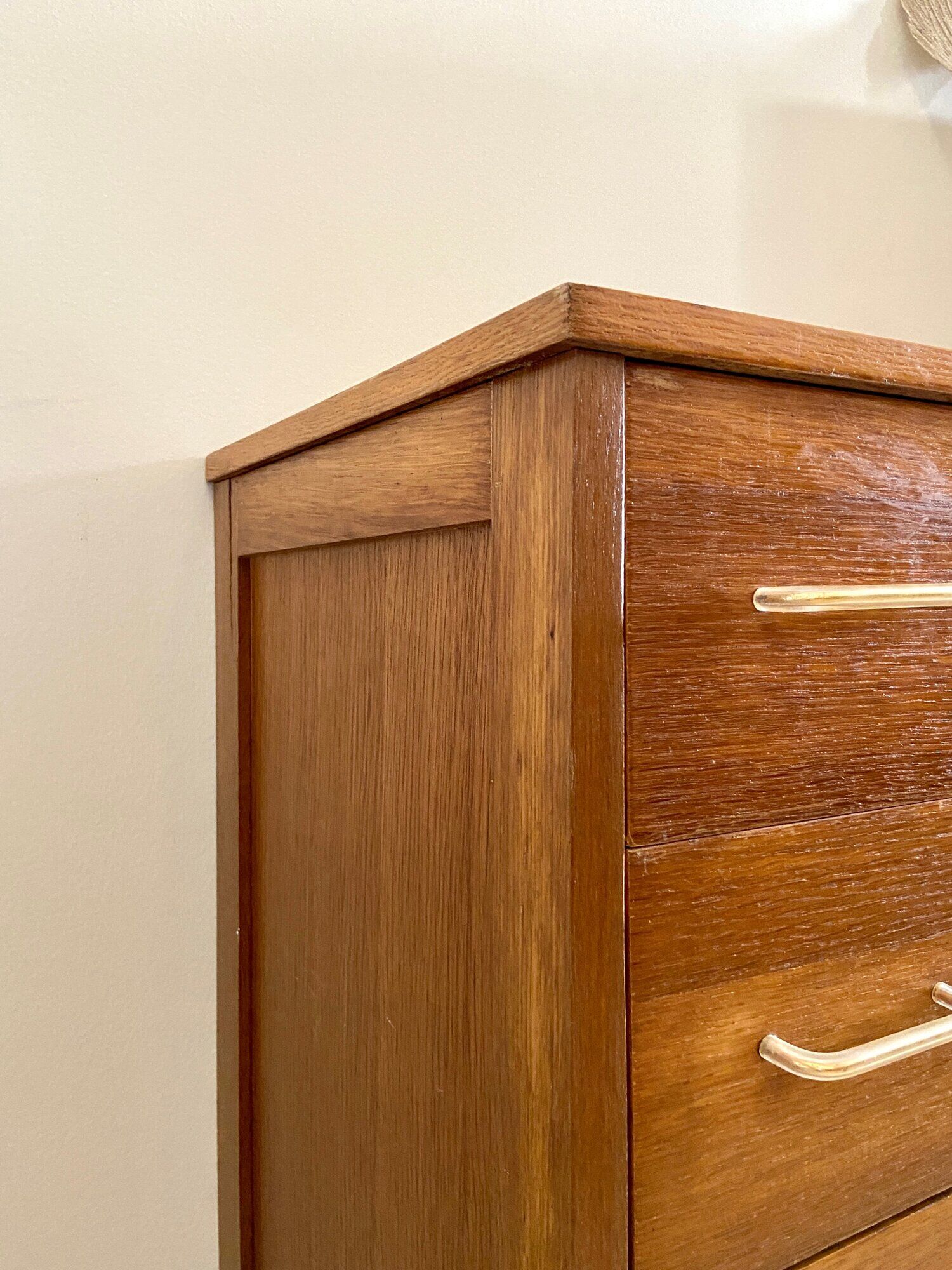 Commode 4 tiroirs en bois et métal noir années 1960
