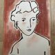 Painting signed Chinese ink and pastel female portrait “study”