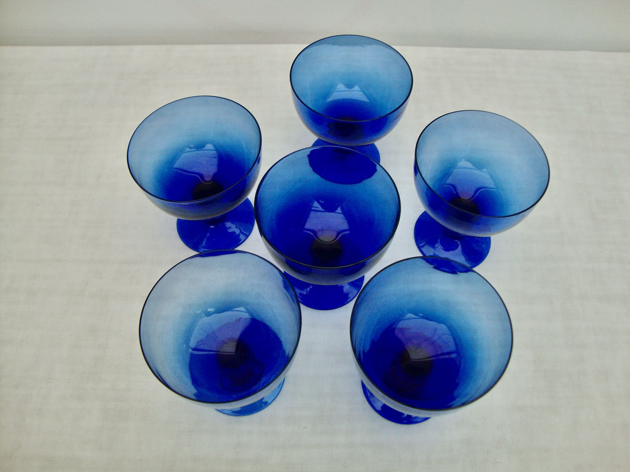 Set of 6 dessert cups in blown glass
