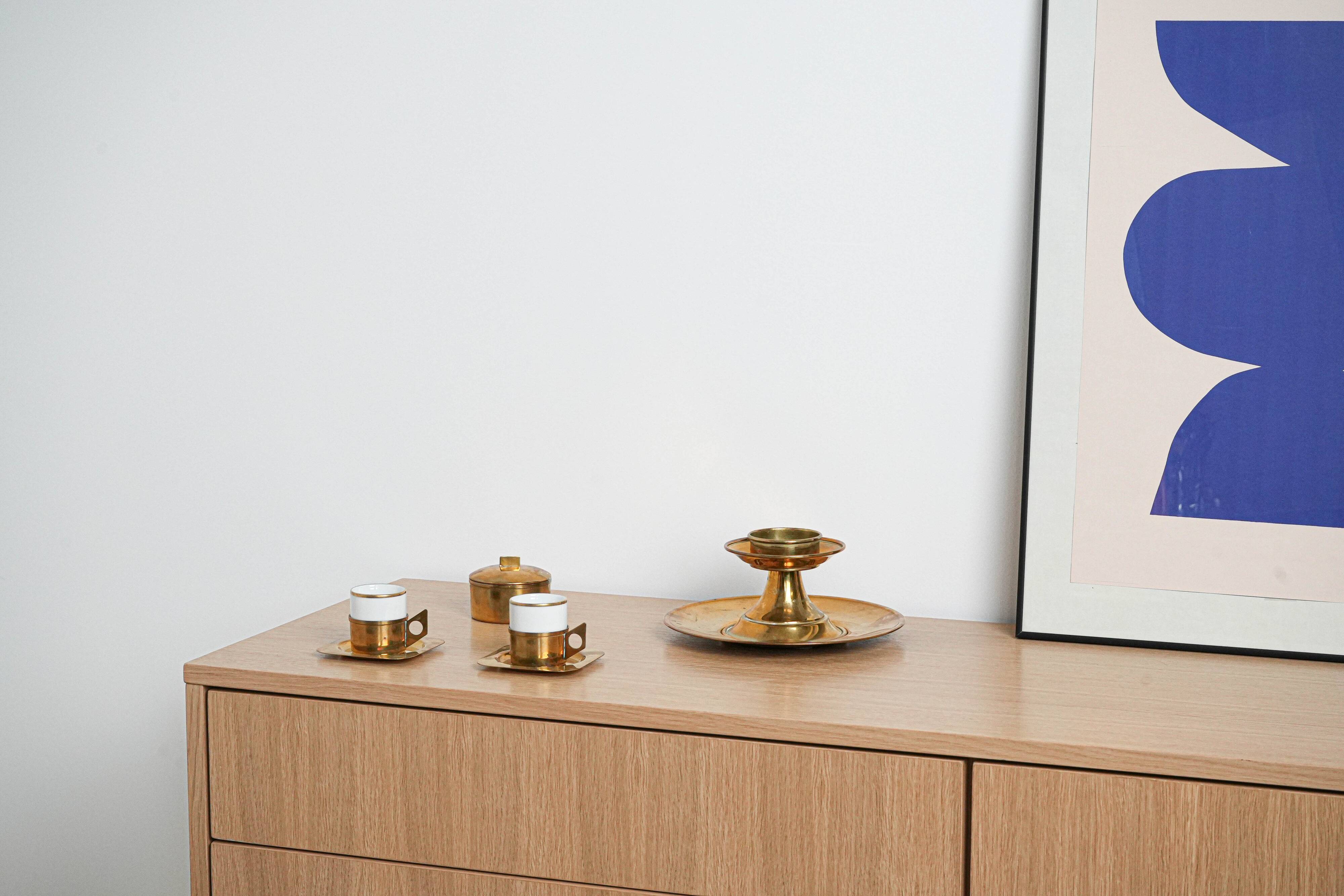 Brass candlestick with base, Italian design, 1960s, made in Italy