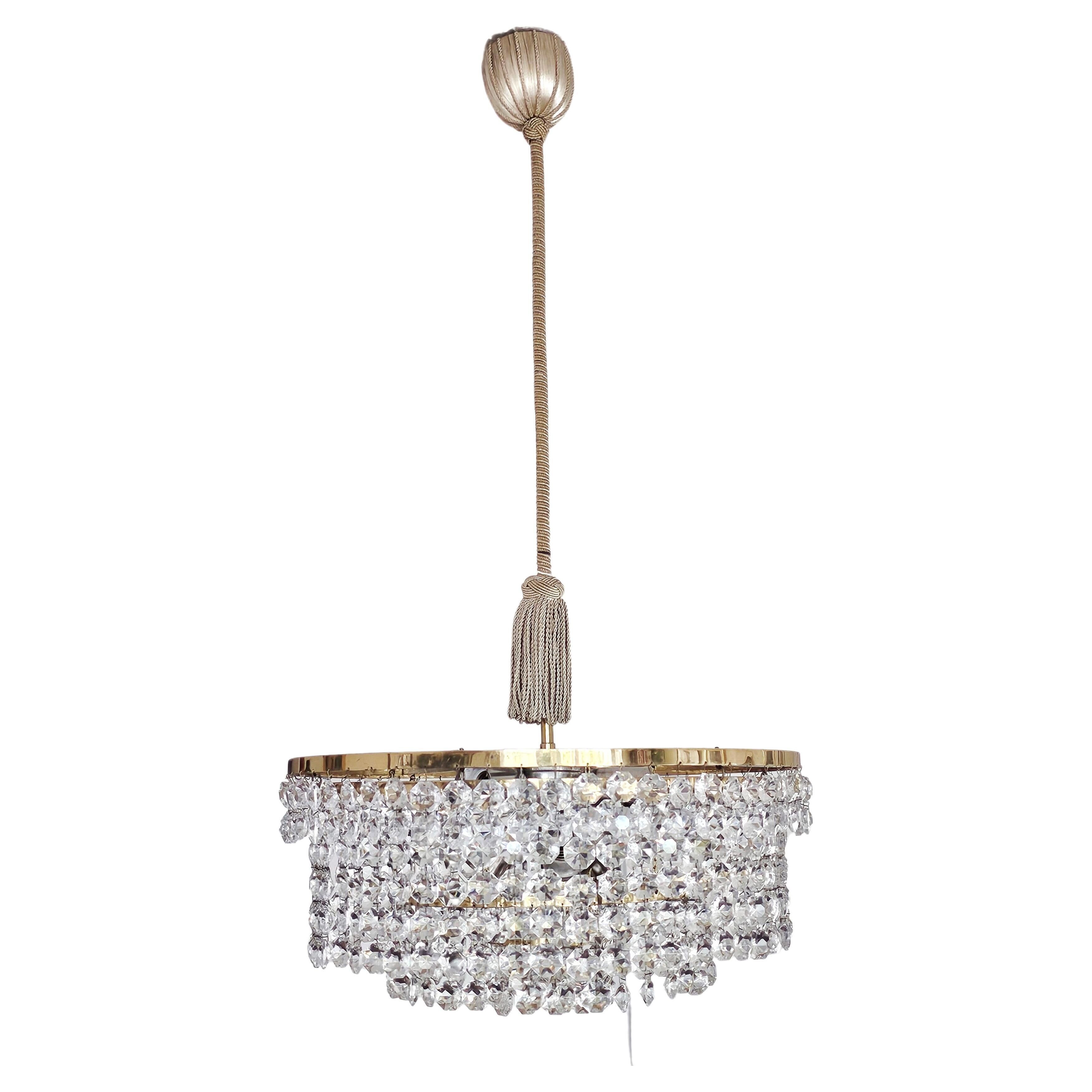 Mid-Century Modern crystal chandelier attributed to Bakalowits.