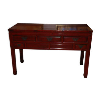 Console furniture storage 5 drawers China lacquered beef blood