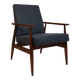 Vintage armchair natural wool blue marin modern design by H.Lis