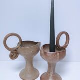 Pair of vintage “heart” sandstone candlesticks