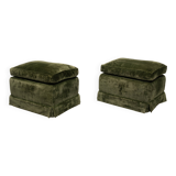 Pair Green Velvet stools 1970s France