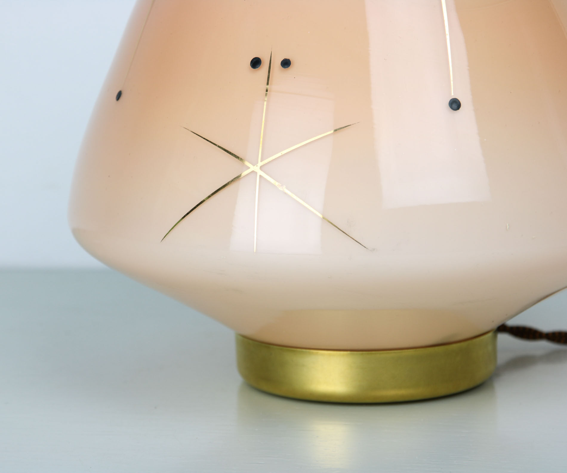 Midcentury glass & brass table lamp