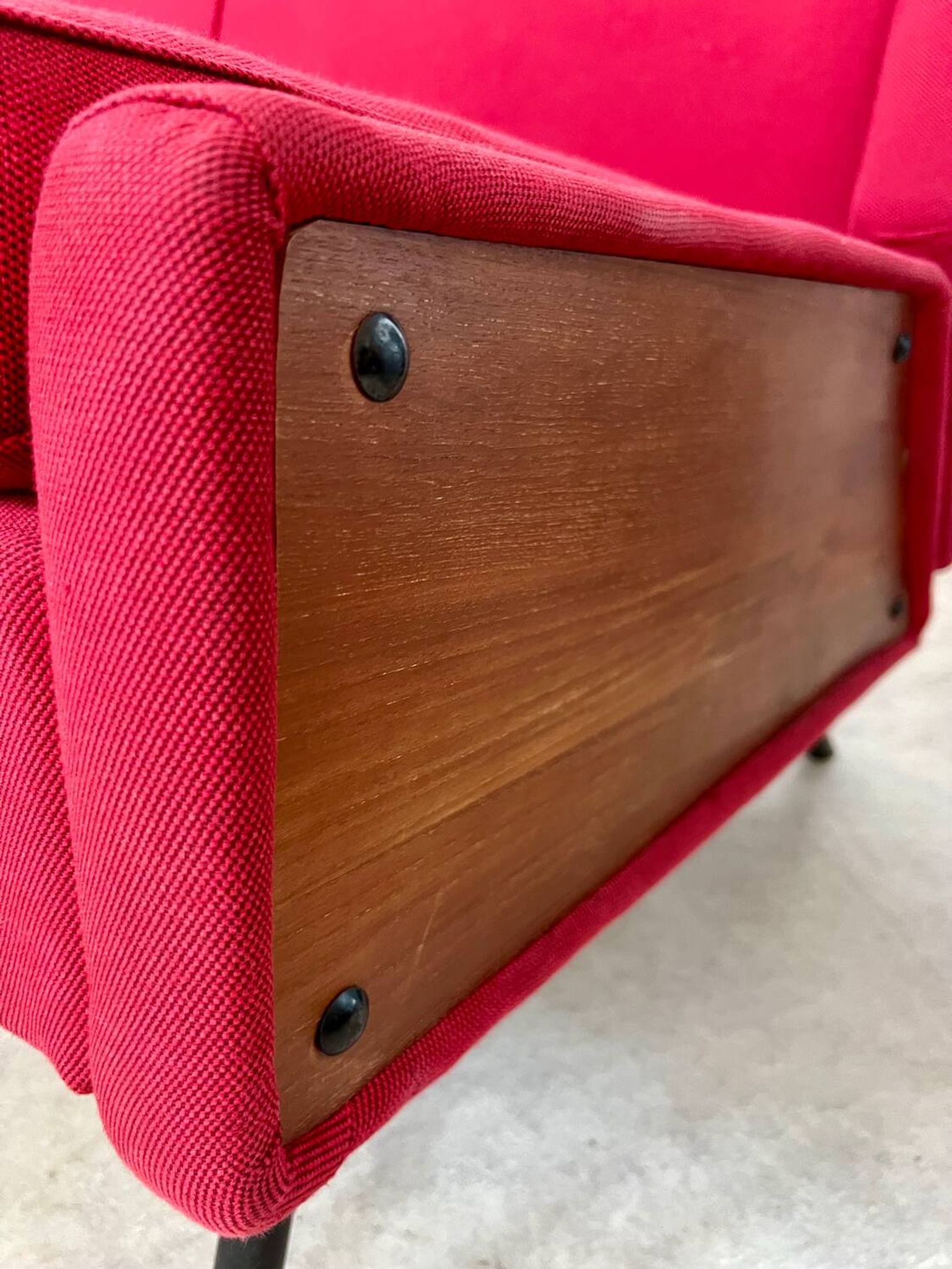 Antique Italian design fabric sofa from the 60s, vintage convertible