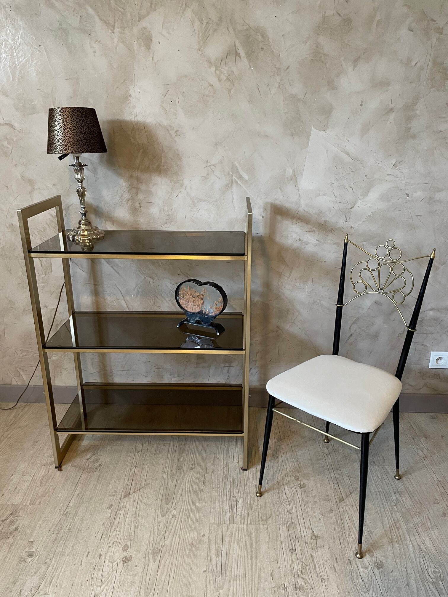 Glass and brass shelf