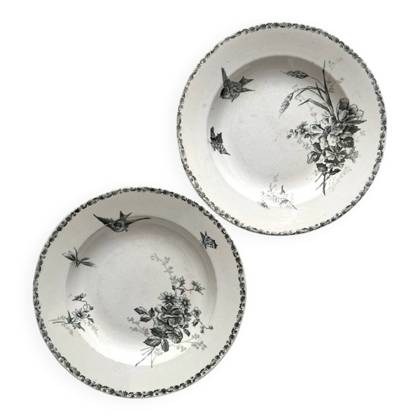 2 assiettes creuses terre de fer «&nbsp;Français&nbsp;» Choisy le Roi