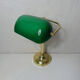Brass green banker's lamp and vintage glass paste