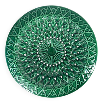 Coupe en céramique ajourée verte signée, 1950